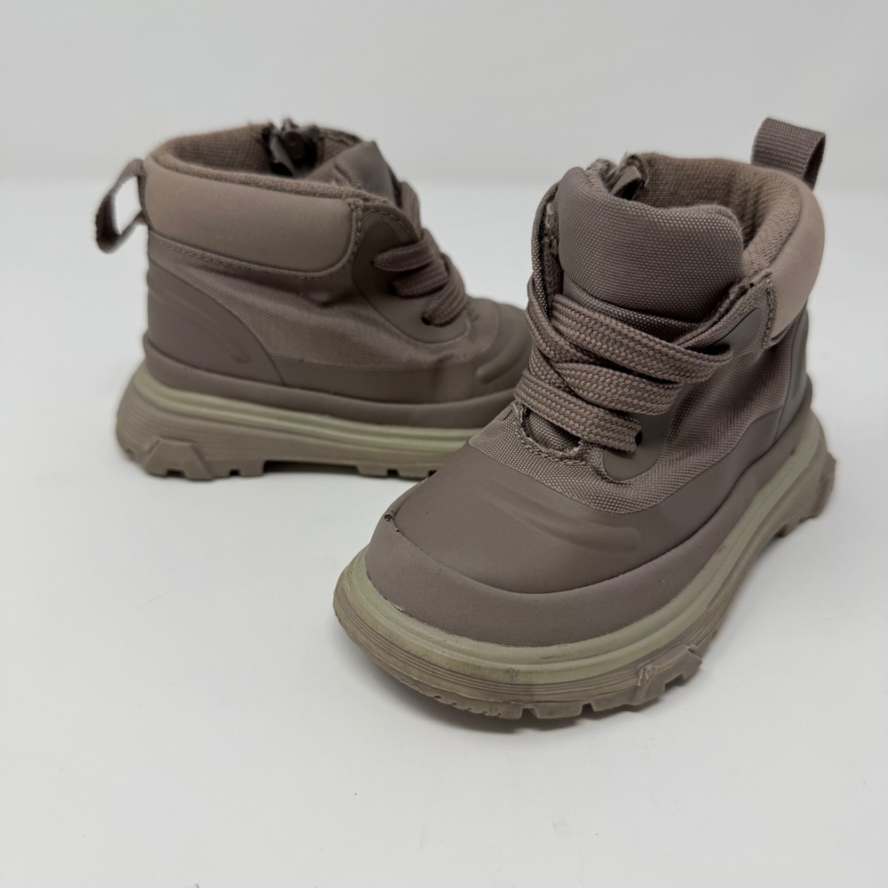 Zara Size EU20 US4.5 Brown Winter Boots‎ Lace Up Zip Closure Kids